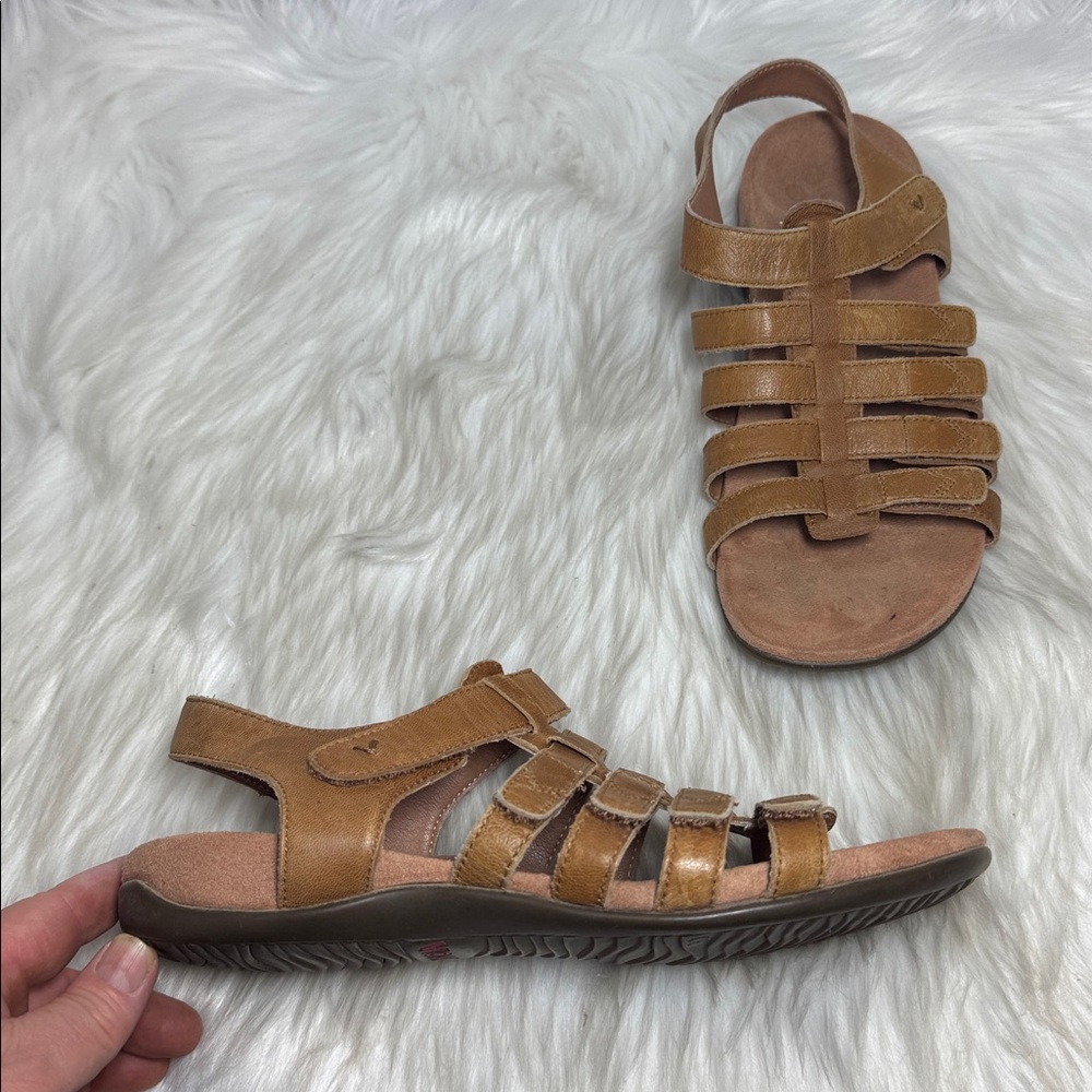 Vionic Harissa Tan Leather Strappy Adjustable Orthotic Sandals Sz‎ 8